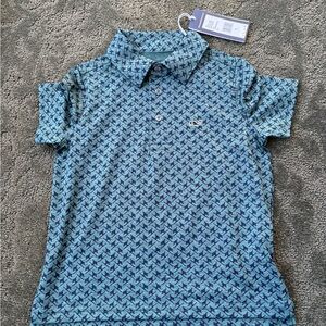 Vineyard Vines Kids Teal Pattern Polo
